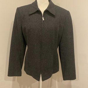 Sag Harbor Charcoal Wool Blend Zip Up Fitted Women's Winter Coat Size 14 # 0511